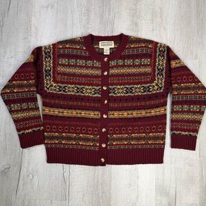 Vintage Newton Trading Co 100% Wool Cardigan Size PM